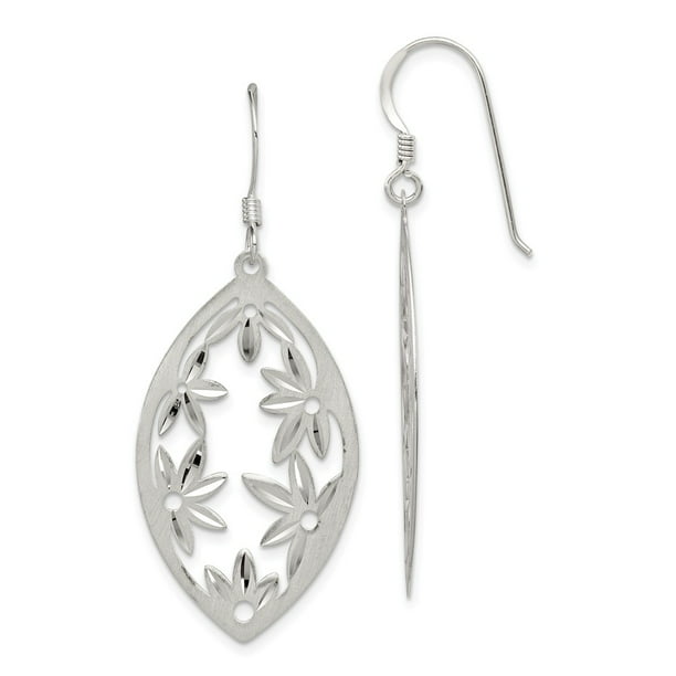 FB Jewels Solid Sterling Silver Diamond-Cut Satin Polished Earrings 